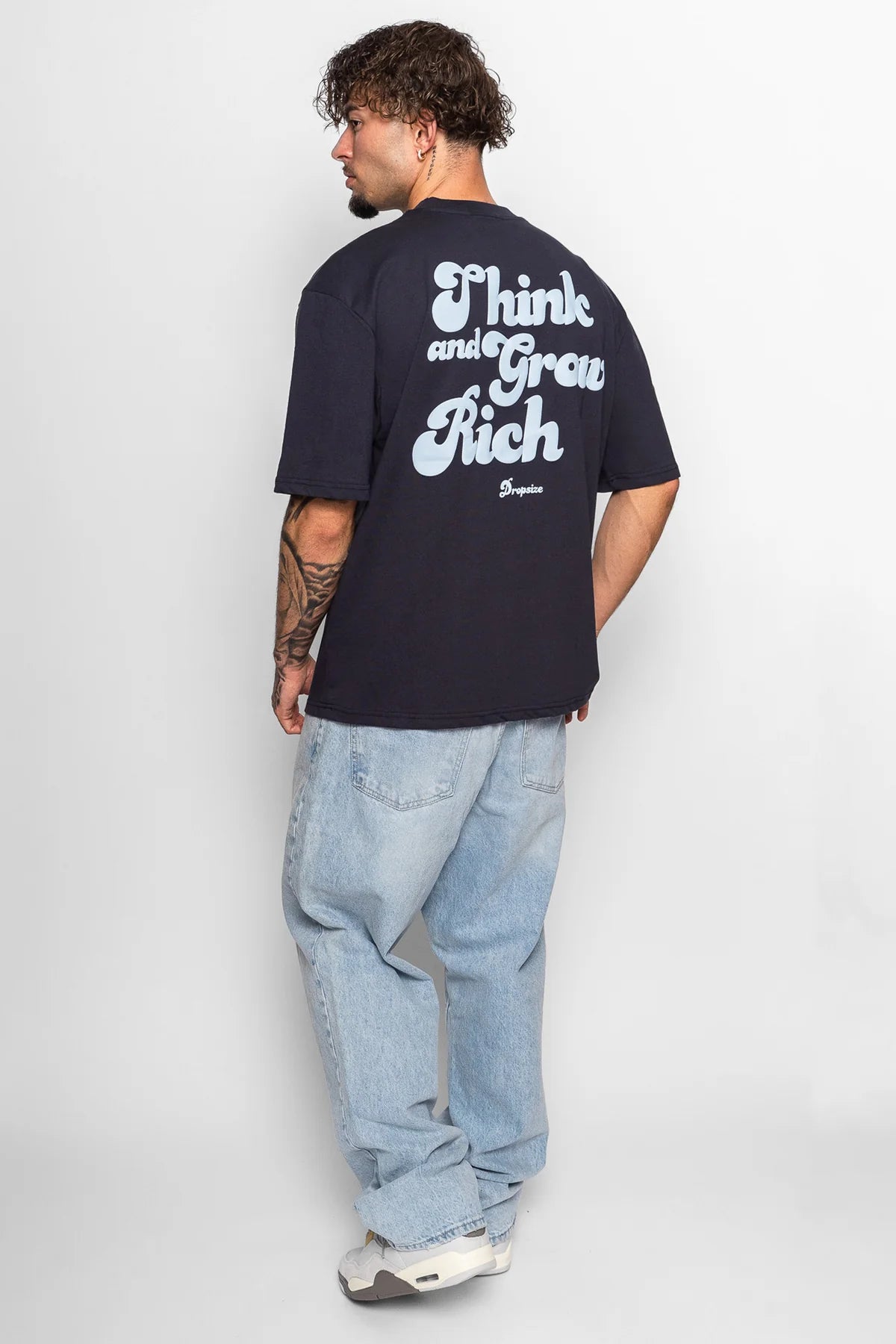 Dropsize Heavy Grow Rich T-Shirt Washed Navy