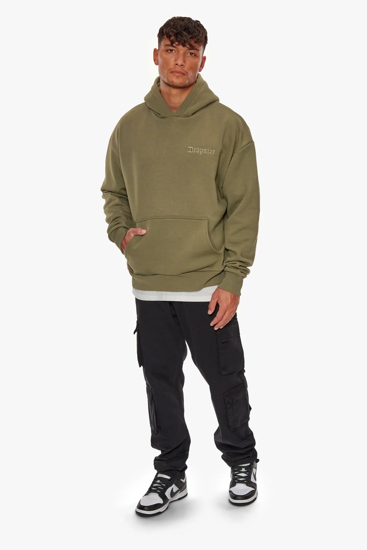 Dropsize Heavy Oversize Fear Death Hoodie Olive