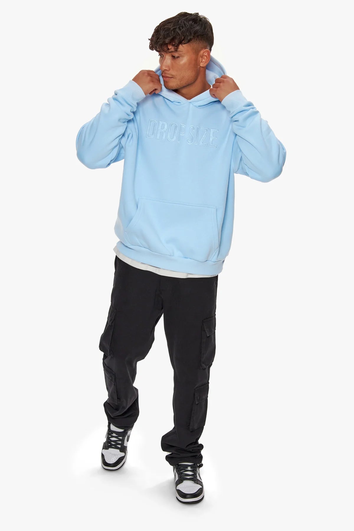 Dropsize Heavy Oversize Flat Front Hoodie Baby Blue