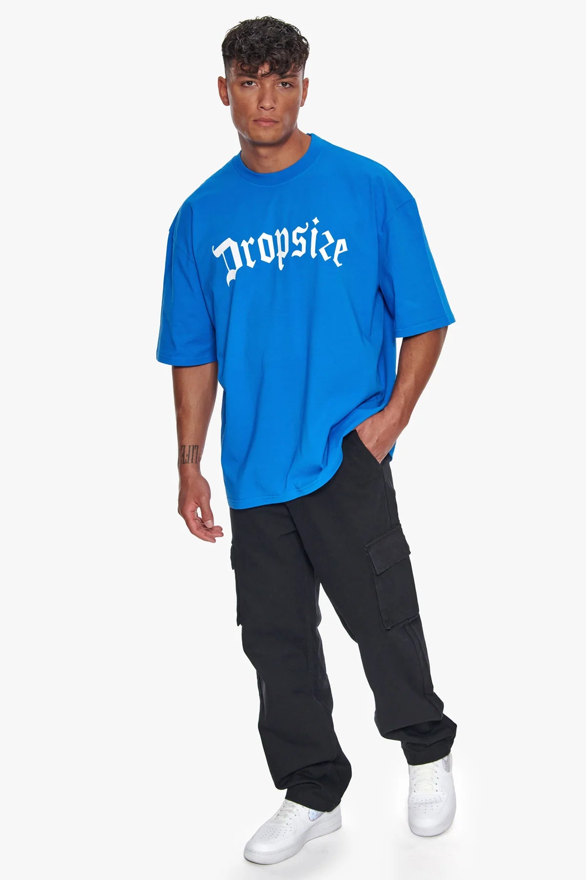 Dropsize Heavy Oversize Logo T-Shirt Royal Blue