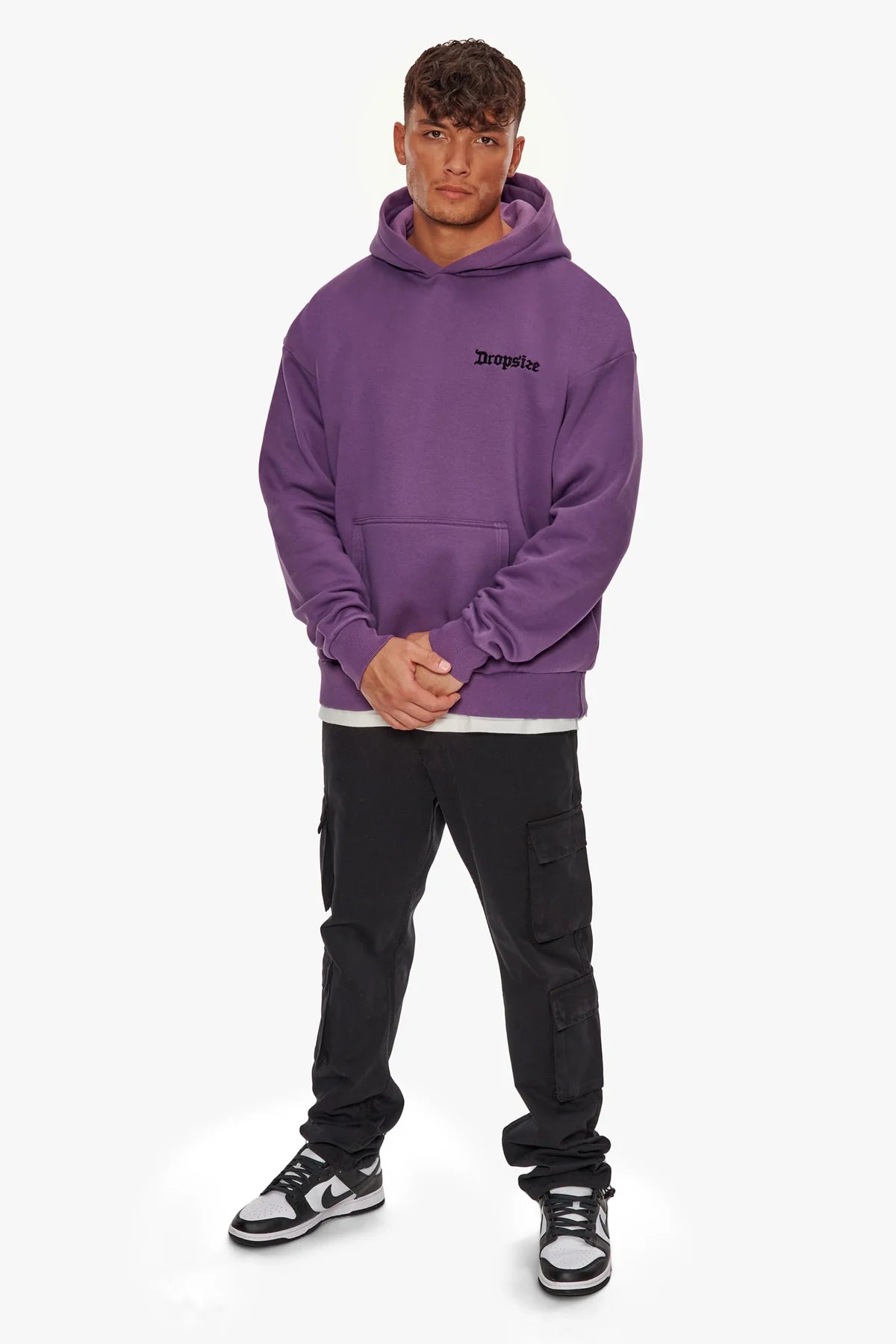 Dropsize Heavy Oversize Backprint Hoodie Washed Purple