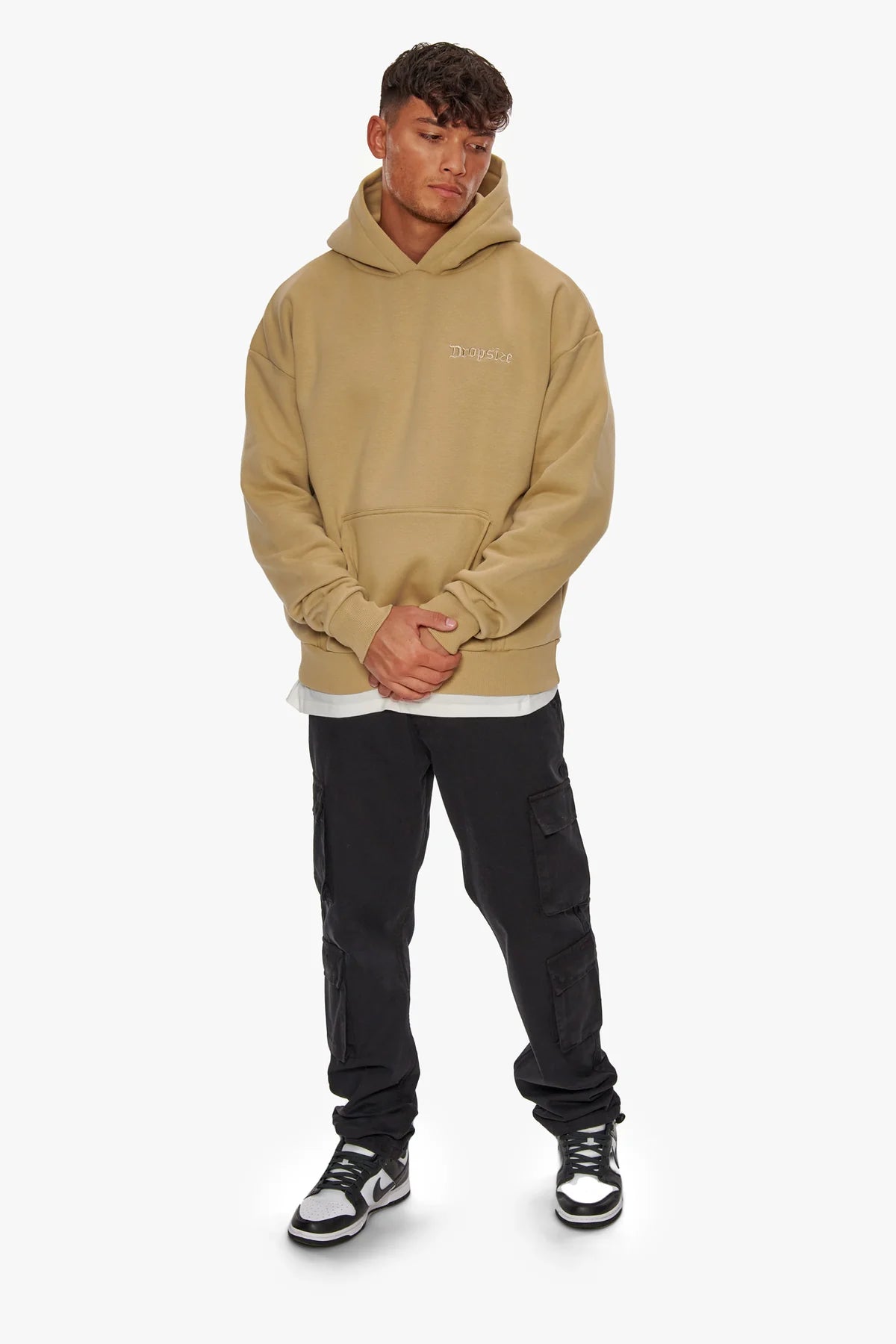 Dropsize Heavy Oversize Embo Hoodie Light Brown