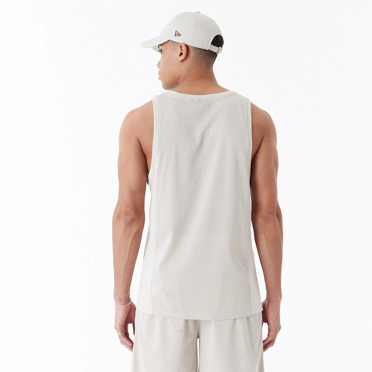 New Era Arch Logo Mesh Tank Top Beige