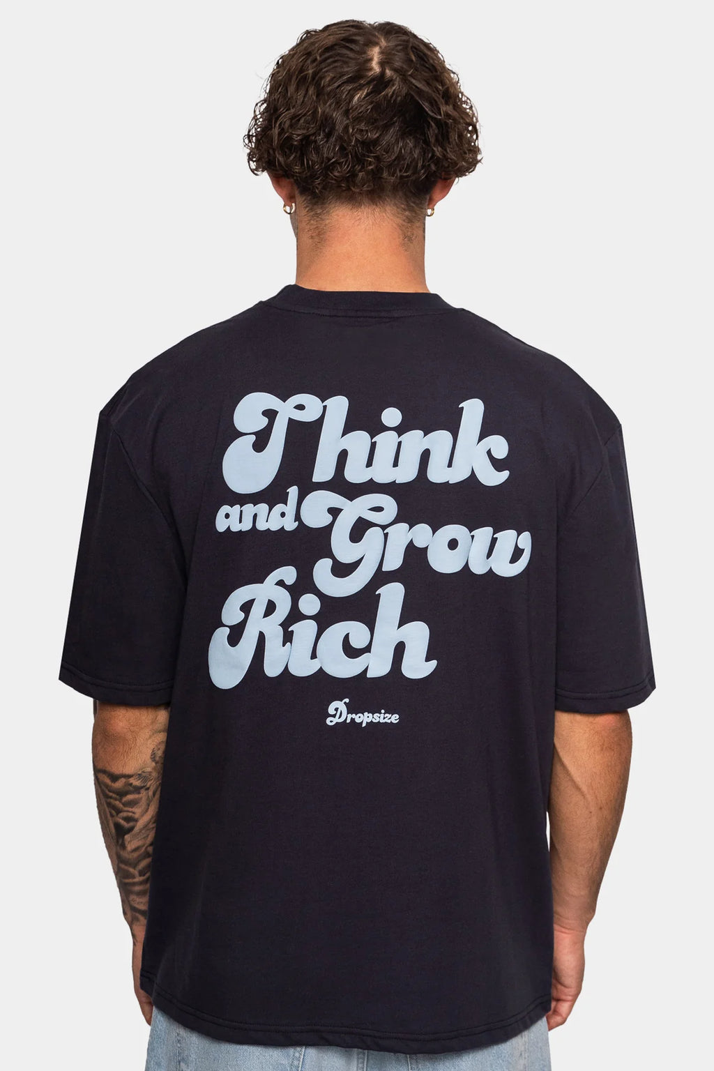Dropsize Heavy Grow Rich T-Shirt Washed Navy