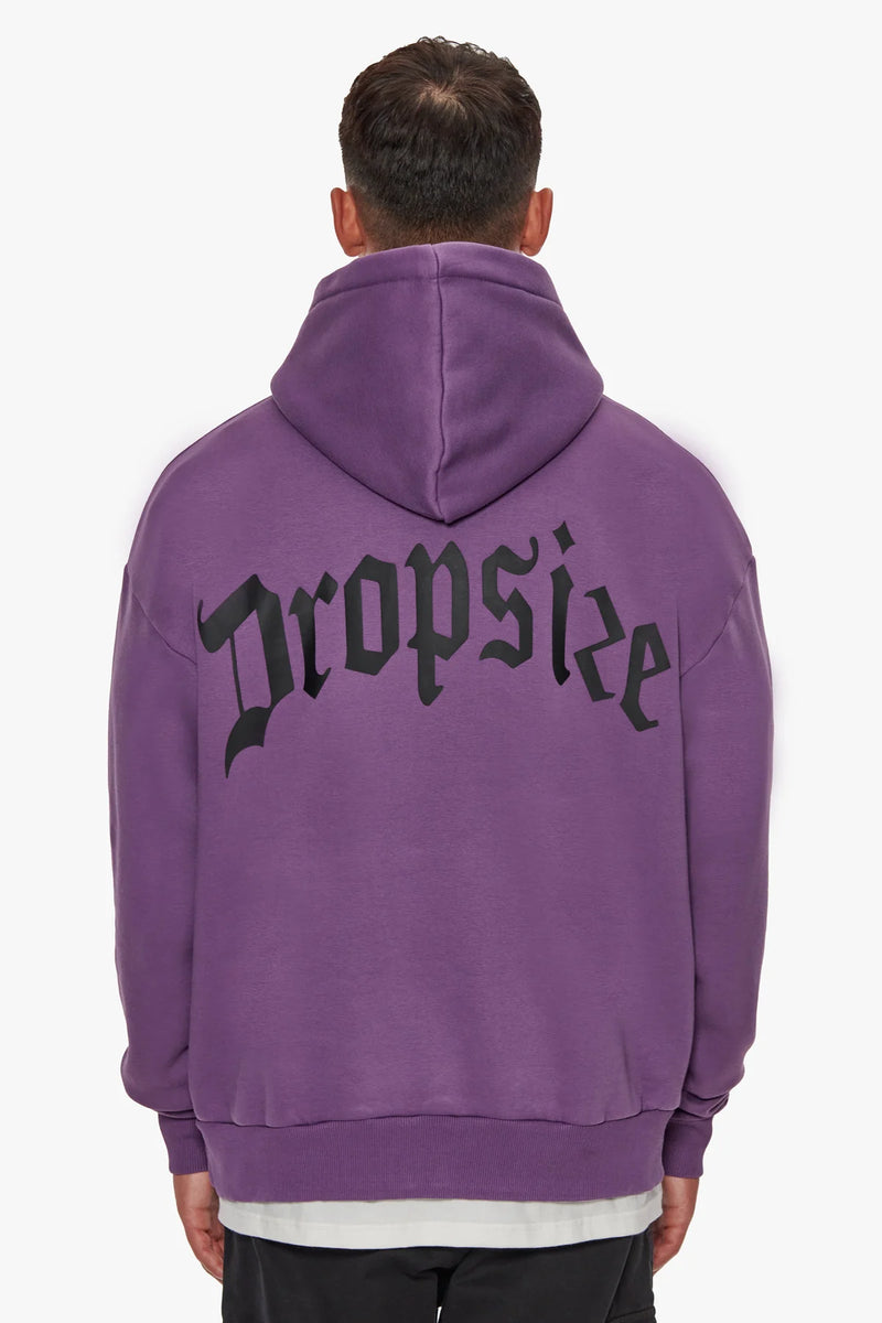 Dropsize Heavy Oversize Backprint Hoodie Washed Purple
