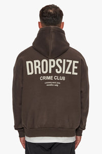 Dropsize Heavy Oversize Crime Club Hoodie Chocolate