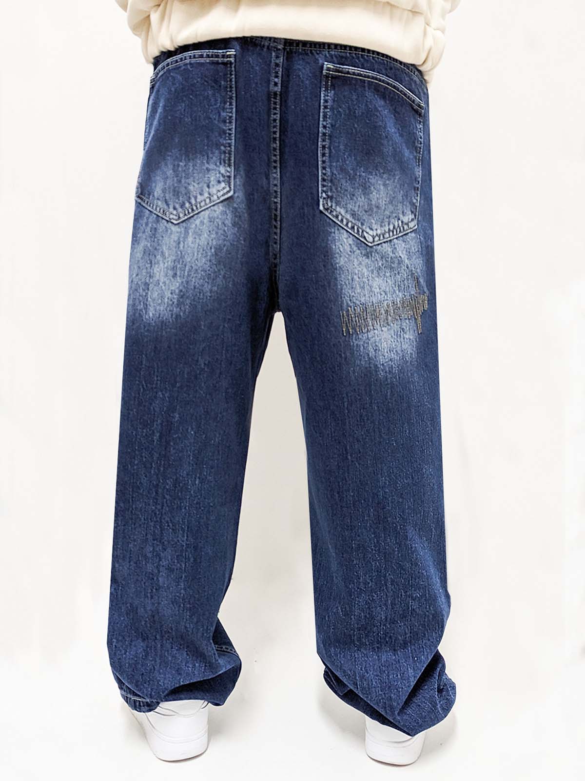 Dada Supreme Goth Letters Baggy Jeans Blue - Soulsideshop