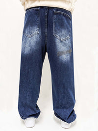 Dada Supreme Goth Letters Baggy Jeans Blue - Soulsideshop