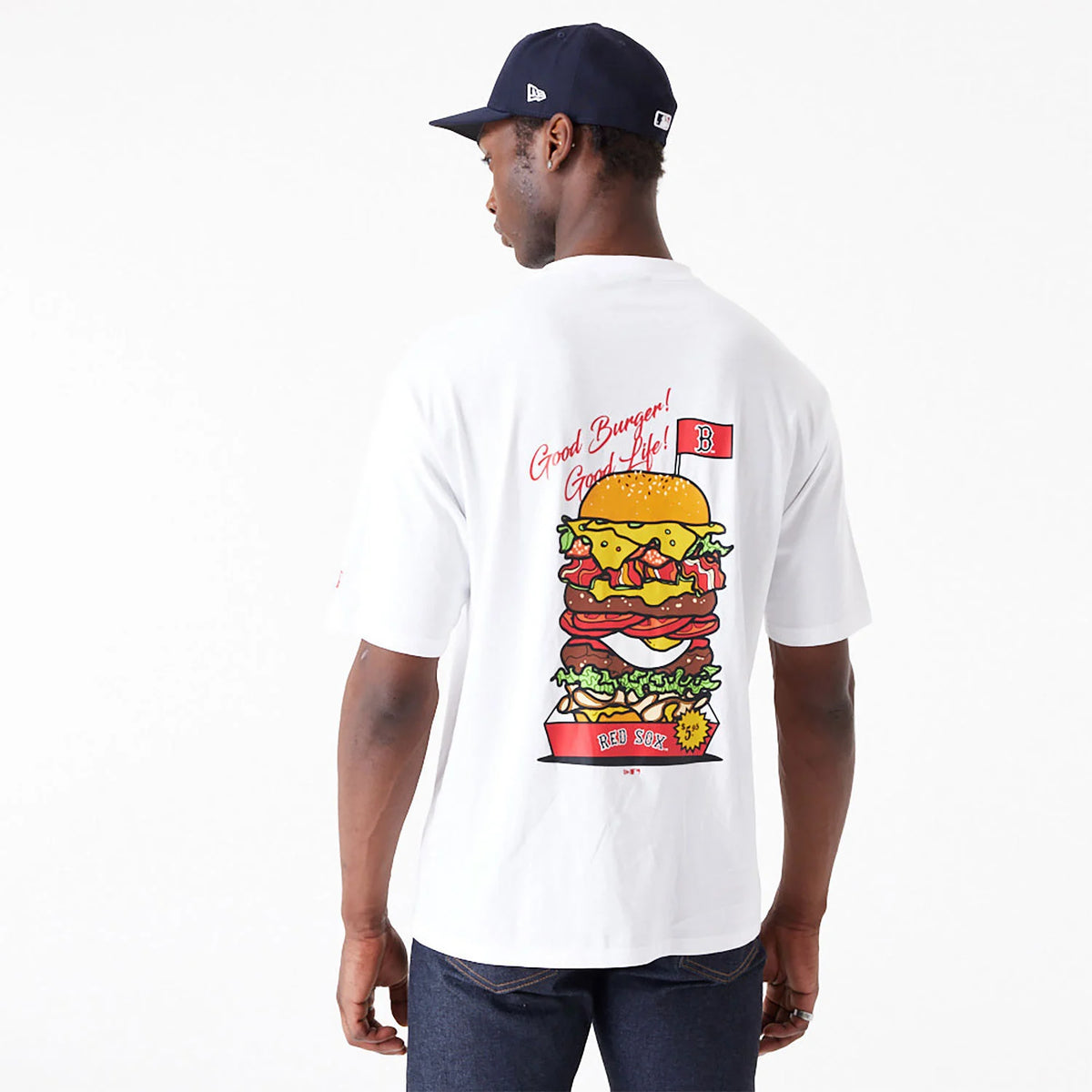 New Era Boston Red Sox MLB Burger Graphic Oversized T-Shirt White - Soulsideshop