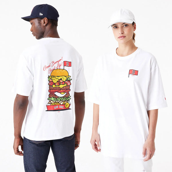 New Era Boston Red Sox MLB Burger Graphic Oversized T-Shirt White - Soulsideshop