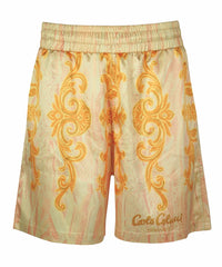 Carlo Colucci Ruffle Satin Optik Shorts Yellow - Soulsideshop