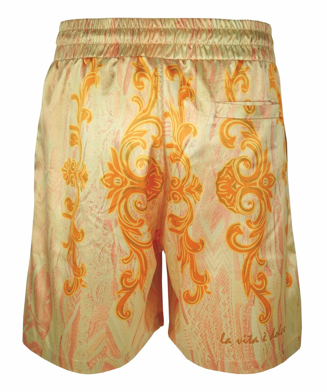 Carlo Colucci Ruffle Satin Optik Shorts Yellow - Soulsideshop