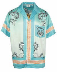 Carlo Colucci Gothik Satin Optik Shirt Blue - Soulsideshop