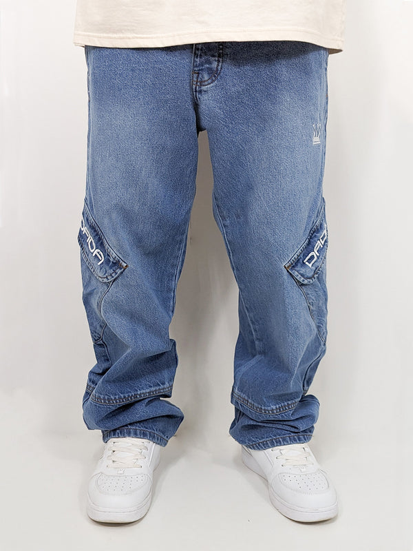 Dada Supreme Daydream Cargo Baggy Jeans 2.0 Mid Blue - Soulsideshop