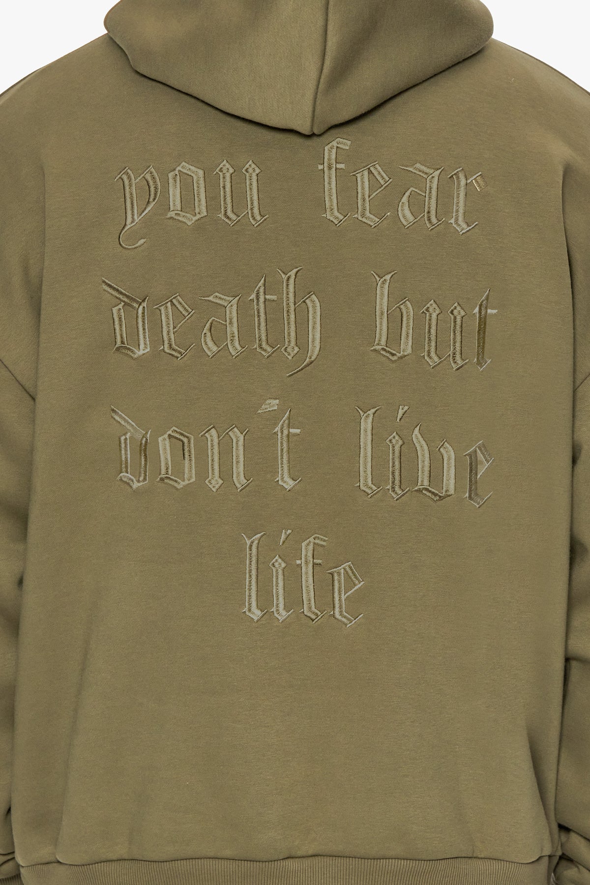 Dropsize Heavy Oversize Fear Death Hoodie Olive