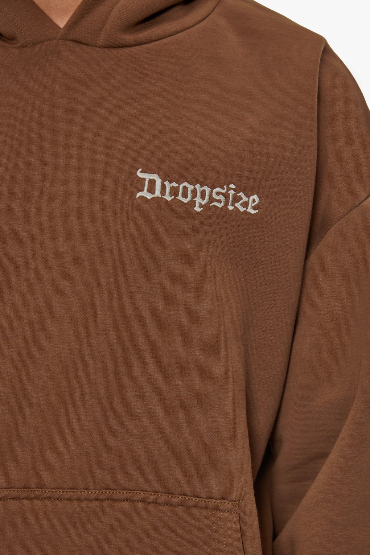 Dropsize Heavy Oversize Embo Hoodie Brown