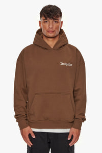 Dropsize Heavy Oversize Embo Hoodie Brown