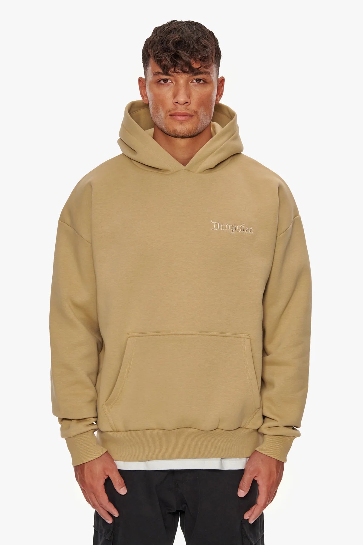 Dropsize Heavy Oversize Embo Hoodie Light Brown