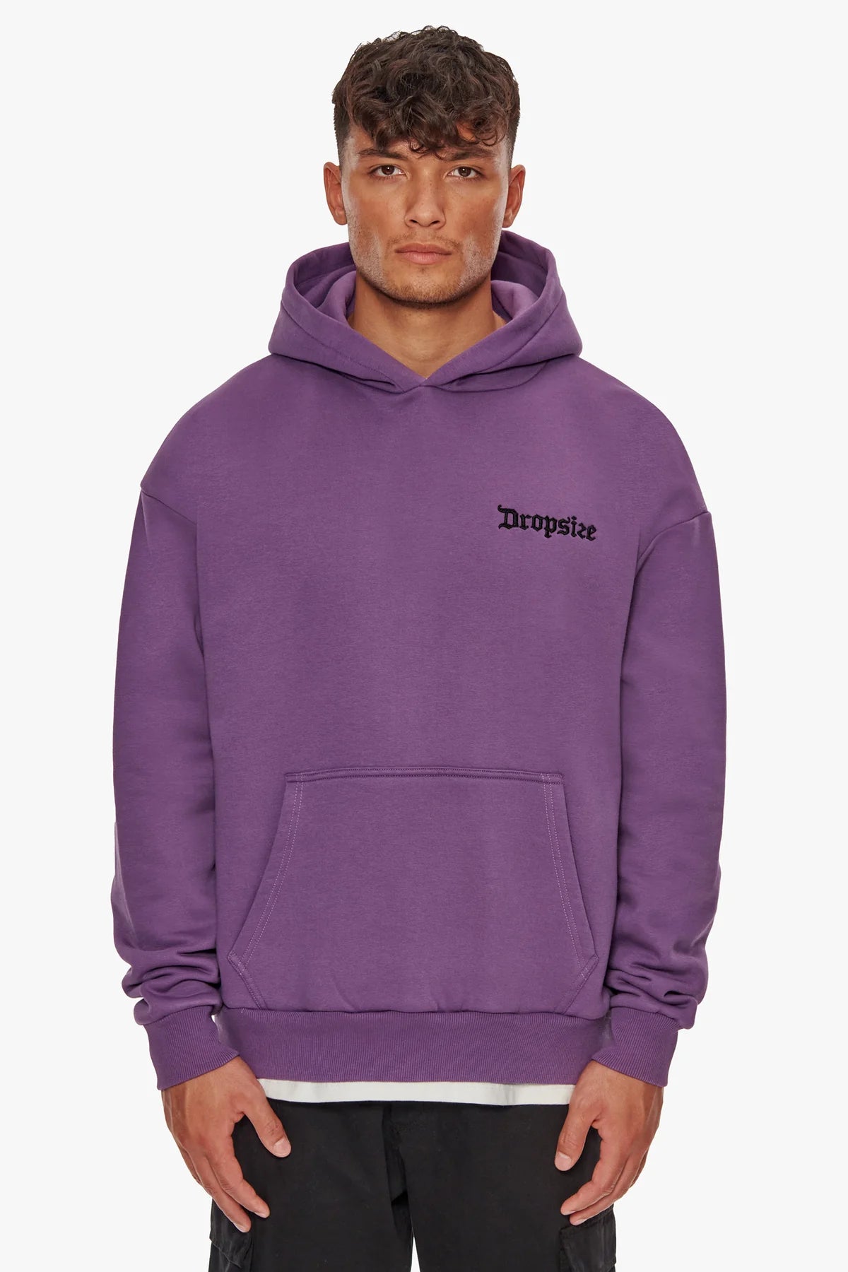 Dropsize Heavy Oversize Backprint Hoodie Washed Purple