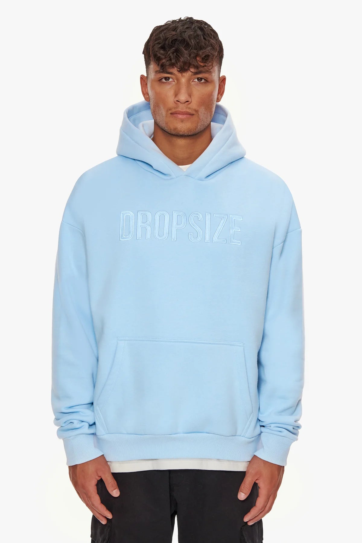 Dropsize Heavy Oversize Flat Front Hoodie Baby Blue