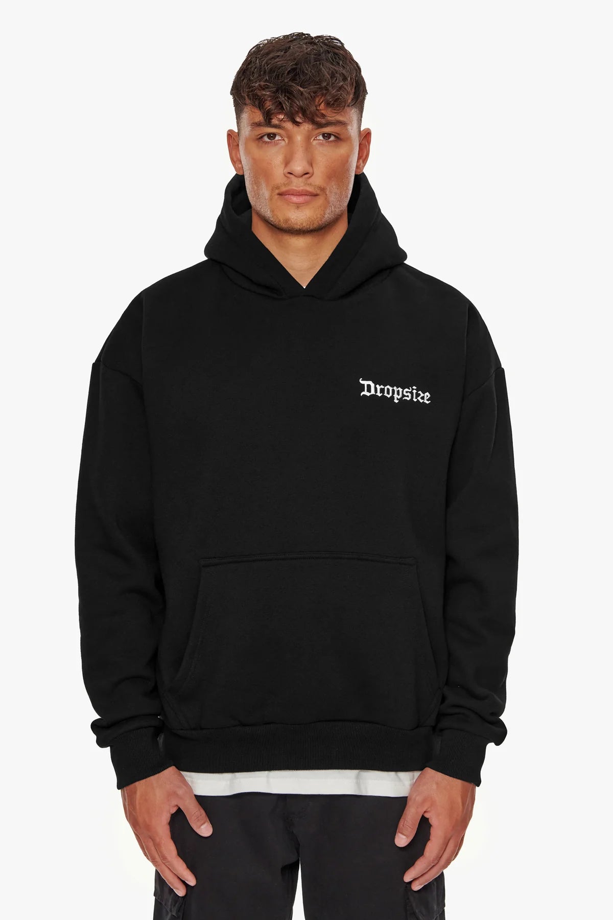 Dropsize Heavy Backlogo Hoodie Black White