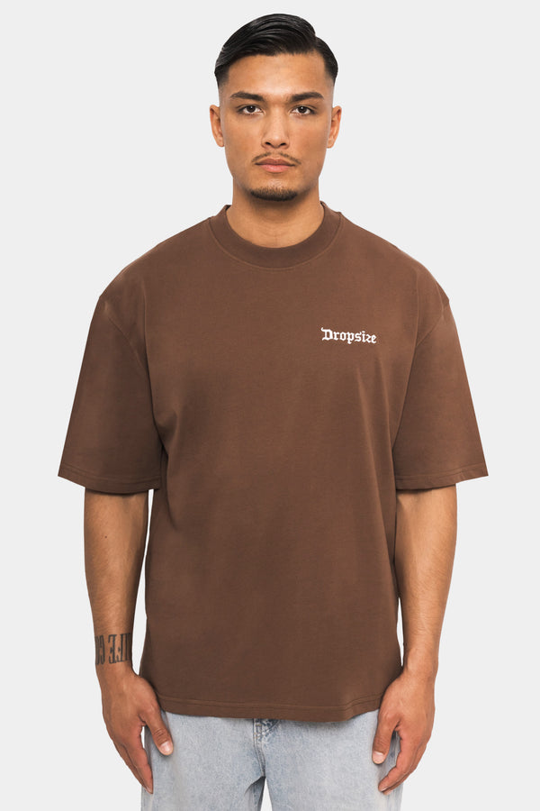 Dropsize Heavy Embo T-Shirt Brown