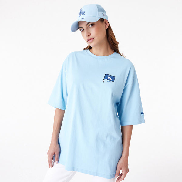 New Era La Dodgers MLB Burger Graphic Oversized T-Shirt Light Blue - Soulsideshop