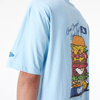 New Era La Dodgers MLB Burger Graphic Oversized T-Shirt Light Blue - Soulsideshop