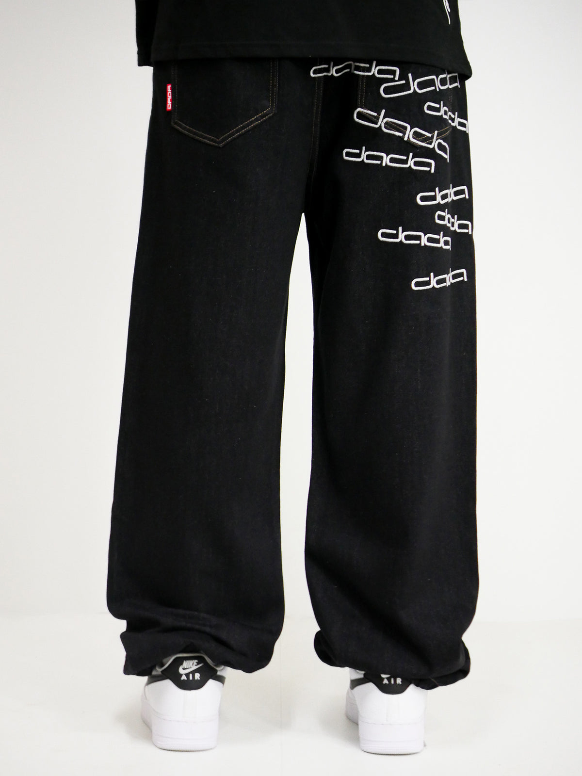 Dada Supreme Big Letters Embroidery Baggy Jeans Black - Soulsideshop