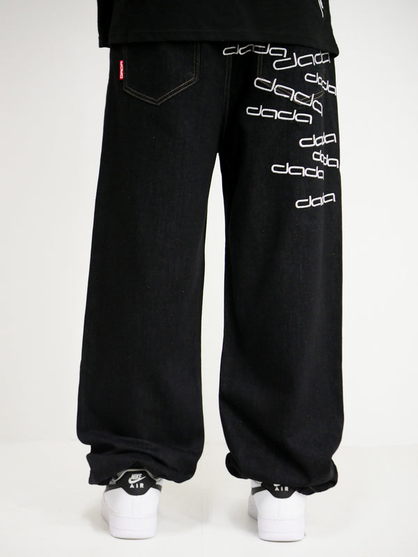 Dada Supreme Big Letters Embroidery Baggy Jeans Black - Soulsideshop