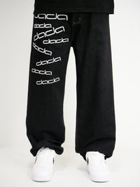 Dada Supreme Big Letters Embroidery Baggy Jeans Black - Soulsideshop