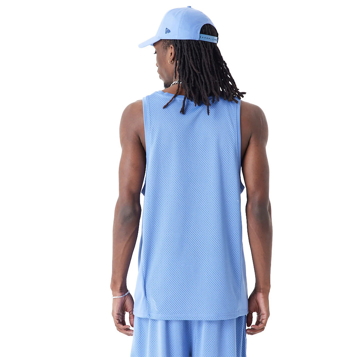 New Era Arch Logo Mesh Tank Top Blue