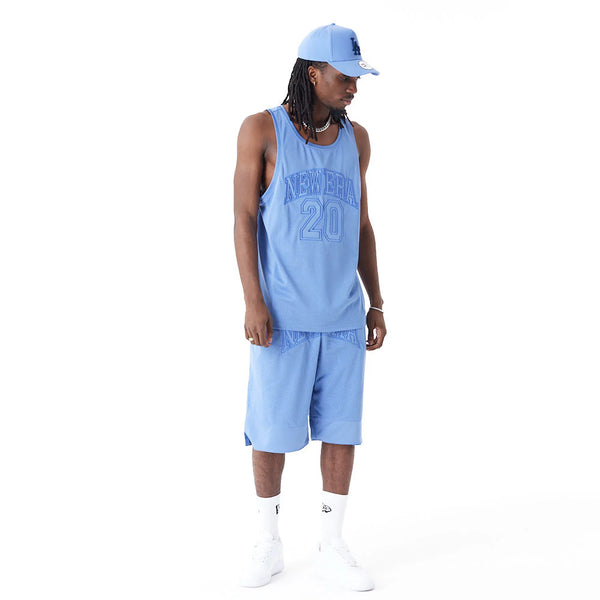 New Era Arch Logo Mesh Tank Top Blue