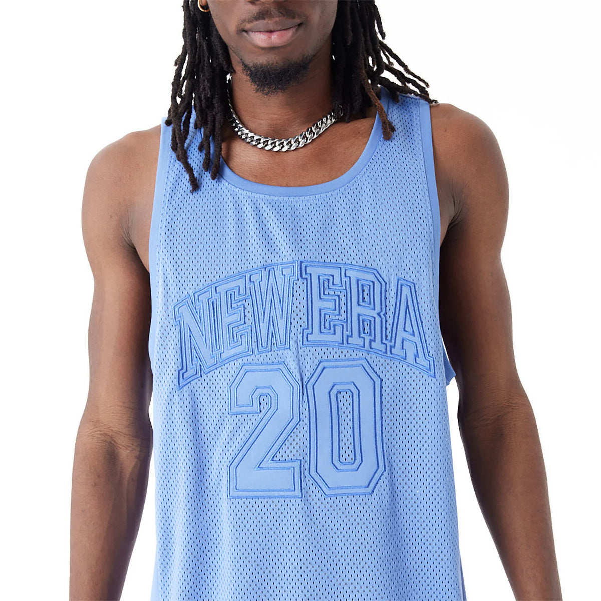 New Era Arch Logo Mesh Tank Top Blue