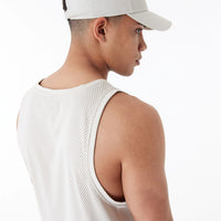 New Era Arch Logo Mesh Tank Top Beige