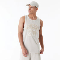 New Era Arch Logo Mesh Tank Top Beige