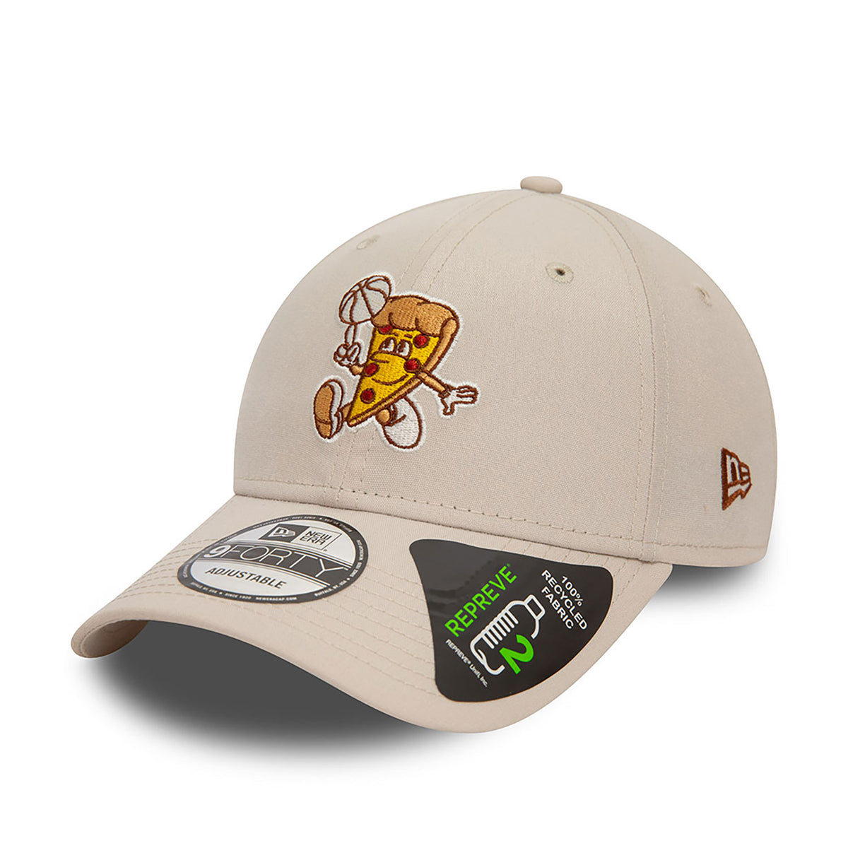 New Era Basketball Pizza Repreve 9FORTY Verstellbare Cap Beige - Soulsideshop