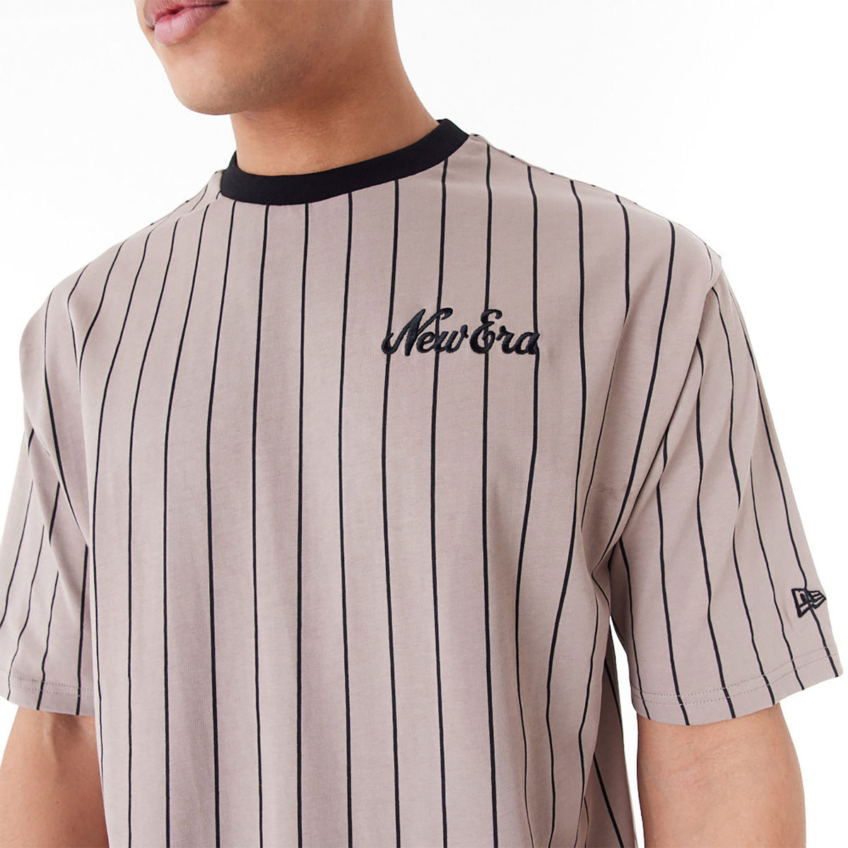 New Era Pinstripe Oversized T-Shirt Brown