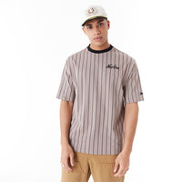 New Era Pinstripe Oversized T-Shirt Brown