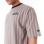 New Era Pinstripe Oversized T-Shirt Brown