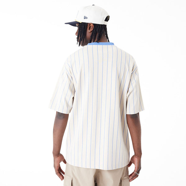 New Era Pinstripe Oversized T-Shirt Beige