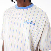 New Era Pinstripe Oversized T-Shirt Beige