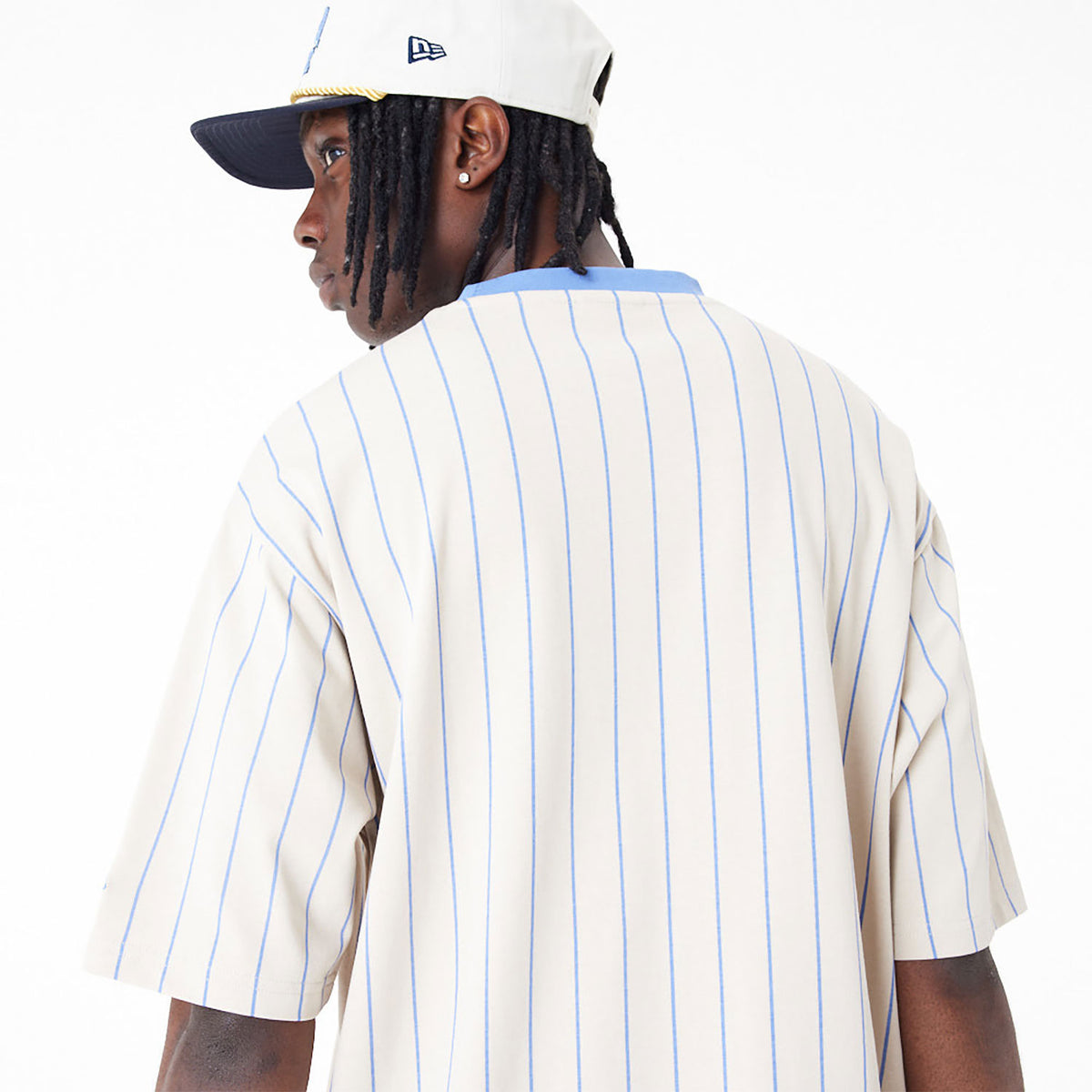 New Era Pinstripe Oversized T-Shirt Beige