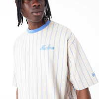 New Era Pinstripe Oversized T-Shirt Beige