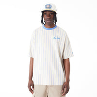 New Era Pinstripe Oversized T-Shirt Beige