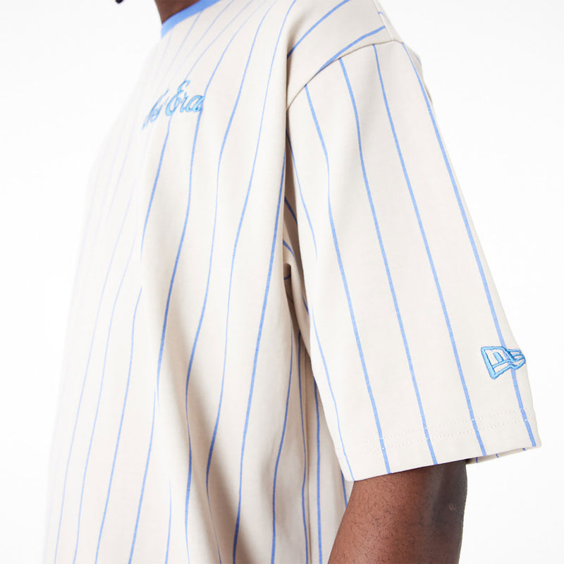 New Era Pinstripe Oversized T-Shirt Beige