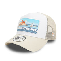 New Era Summer Saint Tropez A-Frame Trucker Cap Beige - Soulsideshop