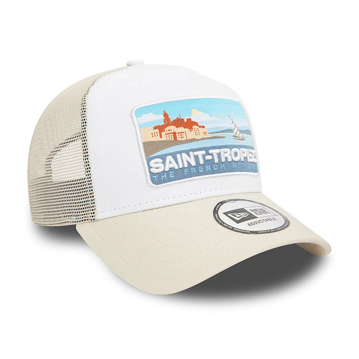 New Era Summer Saint Tropez A-Frame Trucker Cap Beige - Soulsideshop