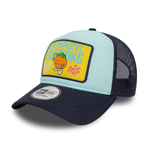 New Era Summer Sessions Patch A-Frame Trucker Cap Blue - Soulsideshop