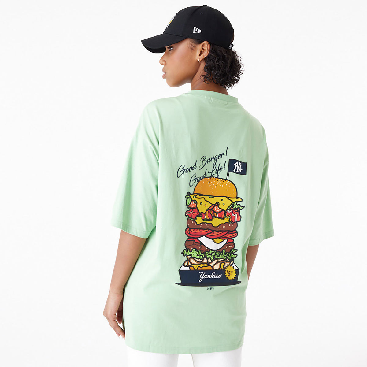 New Era New York Yankees MLB Burger Graphic Oversized T-Shirt Light Green - Soulsideshop